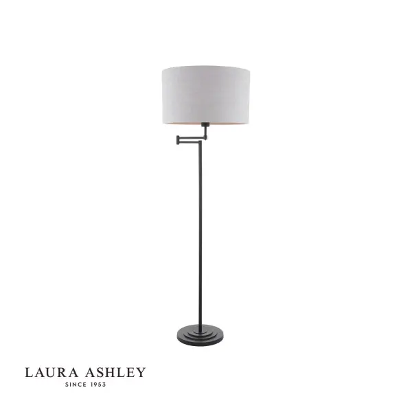 Marlowe Swing Arm Floor Lamp in Matt Black C/W Shade