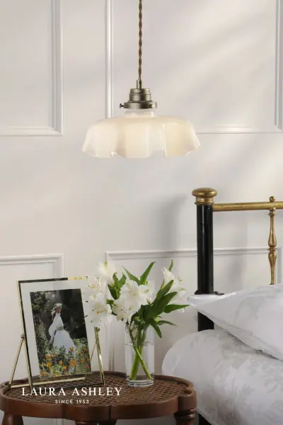 Banham Antique Brass & White Glass Pendant