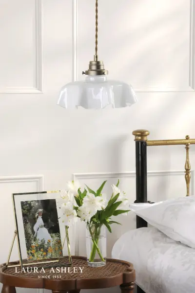 Banham Antique Brass & White Glass Pendant