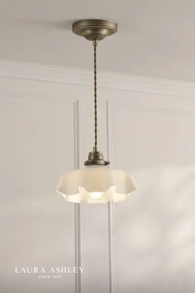 Banham Antique Brass & White Glass Pendant