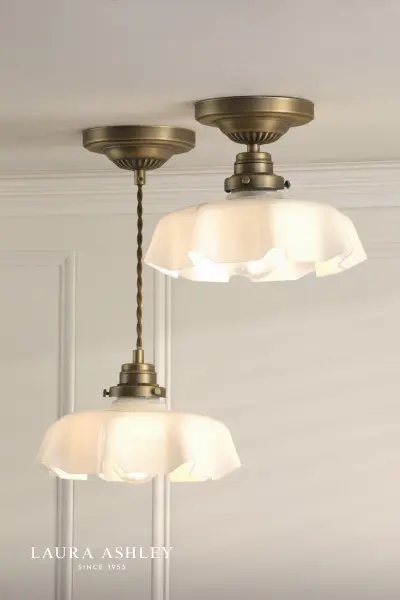 Banham Antique Brass & White Glass Pendant