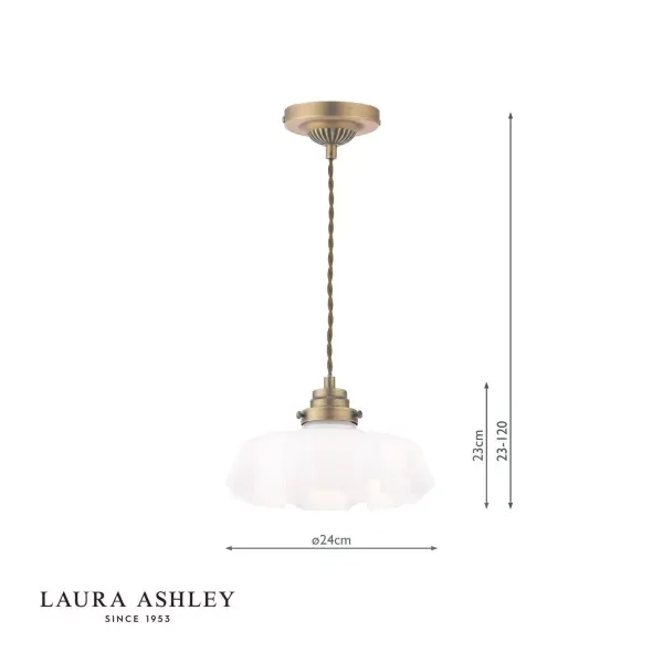 Banham Antique Brass & White Glass Pendant