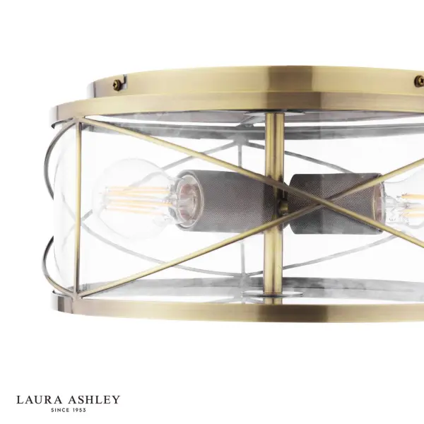 Beckworth 3 Light Semi Flush Fitting in Antique Brass