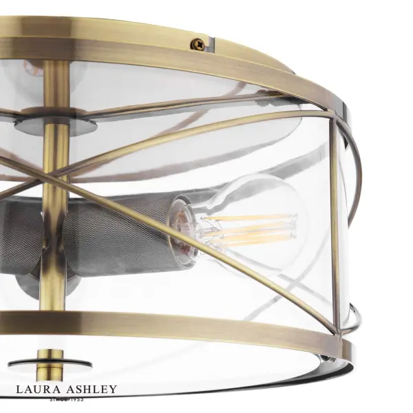 Beckworth 3 Light Semi Flush Fitting in Antique Brass