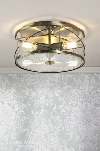 Beckworth 3 Light Semi Flush Fitting in Antique Brass
