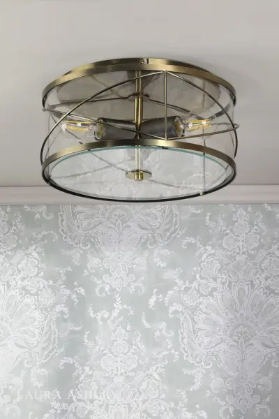 Beckworth 3 Light Semi Flush Fitting in Antique Brass