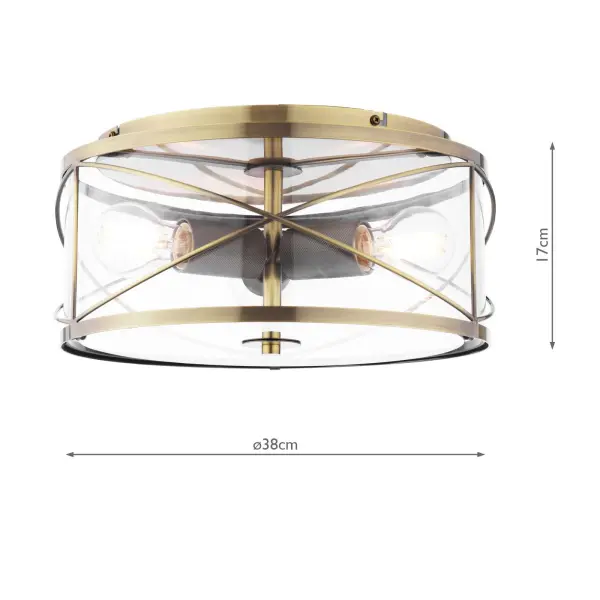 Beckworth 3 Light Semi Flush Fitting in Antique Brass