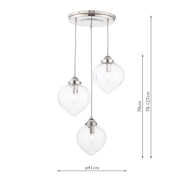 Whitham 3 Light Polished Nickel Cluster Pendant