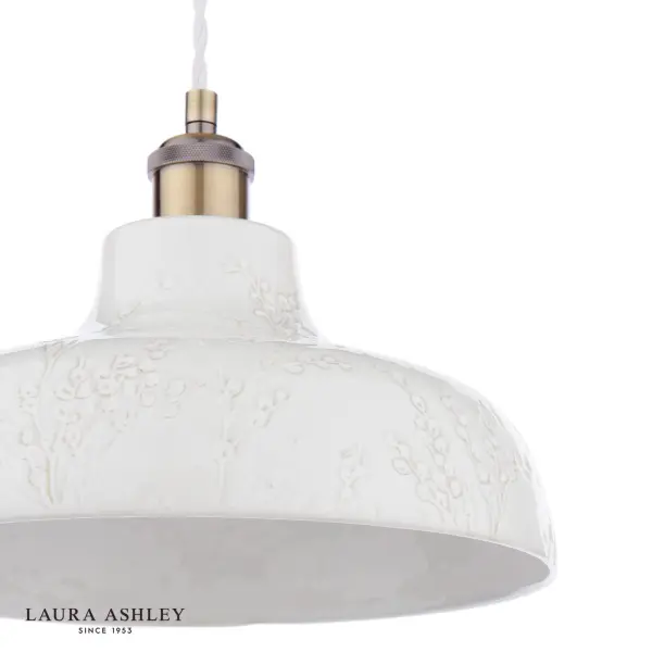 Pussywillow White Ceramic Pendant with Brass Detailing