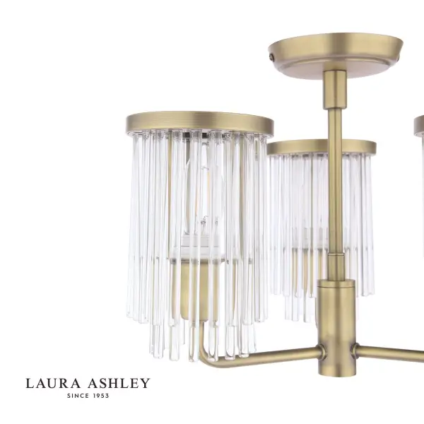 Hilcote 3 Light Antique Brass Semi Flush Fitting
