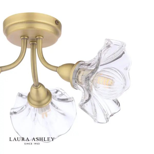 Kerswell 3 Light Antique Brass Semi Flush Fitting