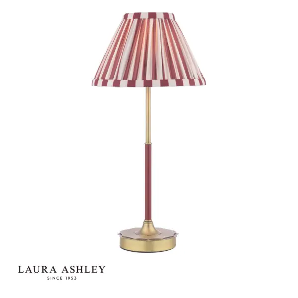 Denwick Antique Brass Table Lamp C/W Red Shade
