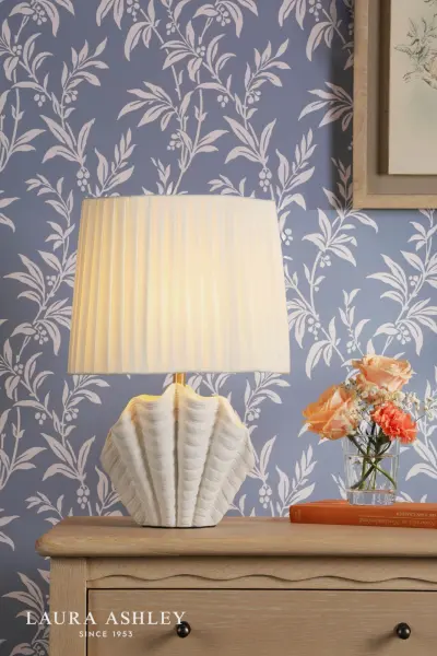 Shell White Ceramic Table Lamp C/W Shade