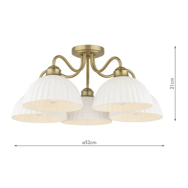 Durford 5 Light Semi-Flush Matt Antique Brass