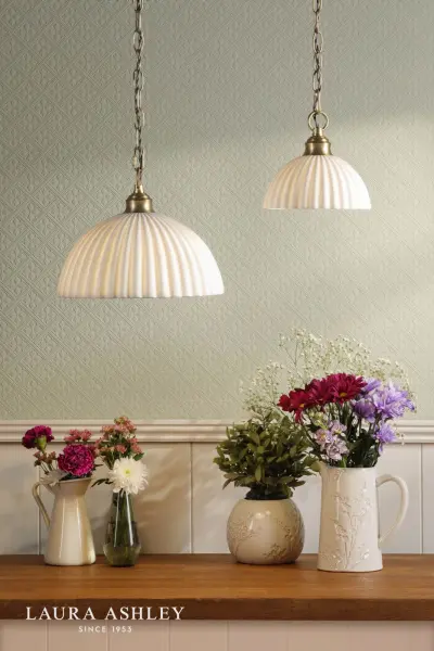 Durford Small Pendant in Matt Antique Brass and White Ceramic Shade