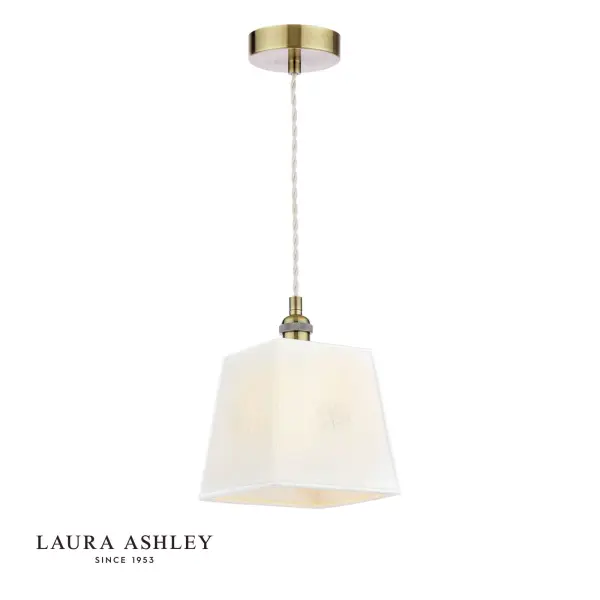 Porcelain Square Cream & Brass Single Pendant