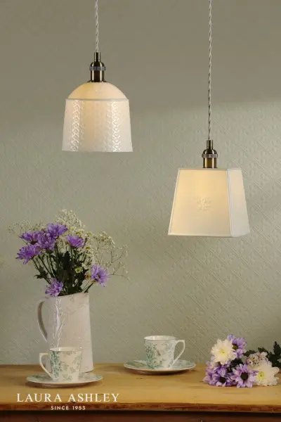 Porcelain Square Cream & Brass Single Pendant