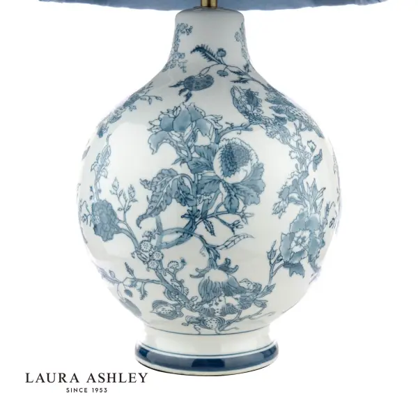 Maltby Blue Ceramic Table Lamp C/W Shade