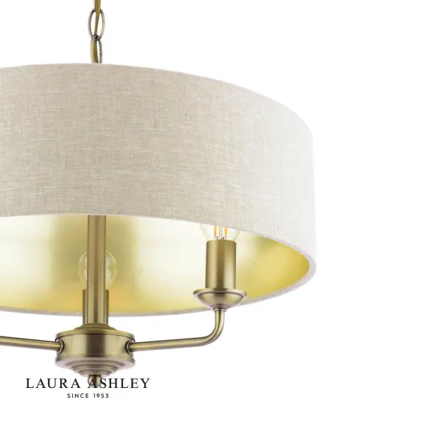 Sorrento 3 Light Antique Brass Pendant with Natural Shade