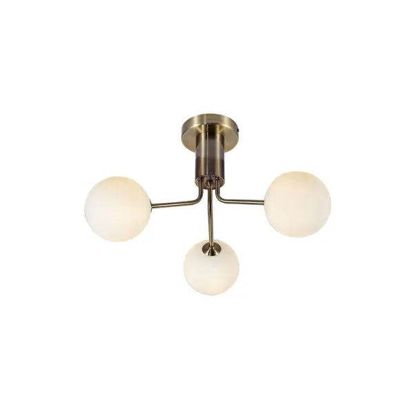 Lando 3 Light Semi Flush in Antique Brass