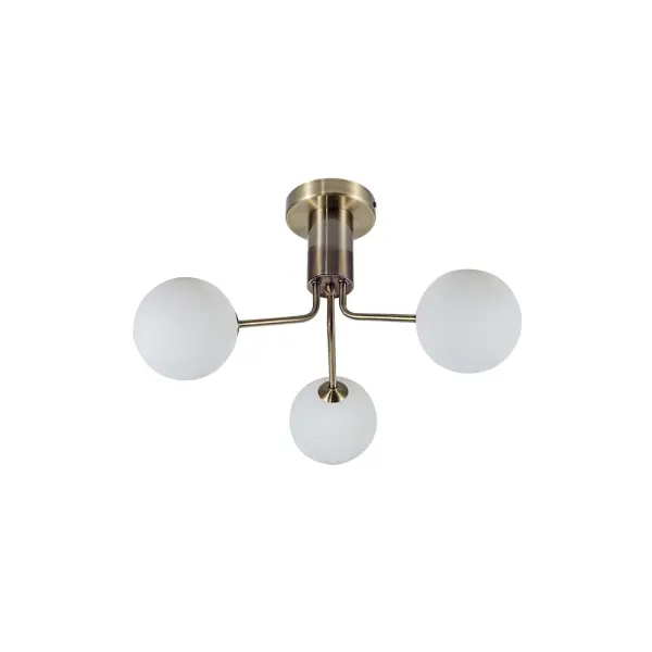 Lando 3 Light Semi Flush in Antique Brass