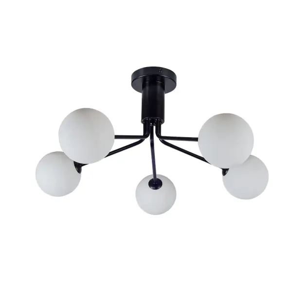 Lando 5 Light Semi Flush Fitting in Matt Black