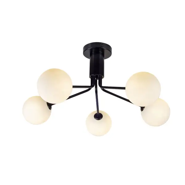 Lando 5 Light Semi Flush Fitting in Matt Black