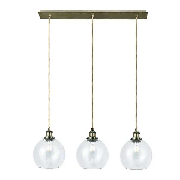 Lewis 3 Light Bar Pendant in Antique Brass