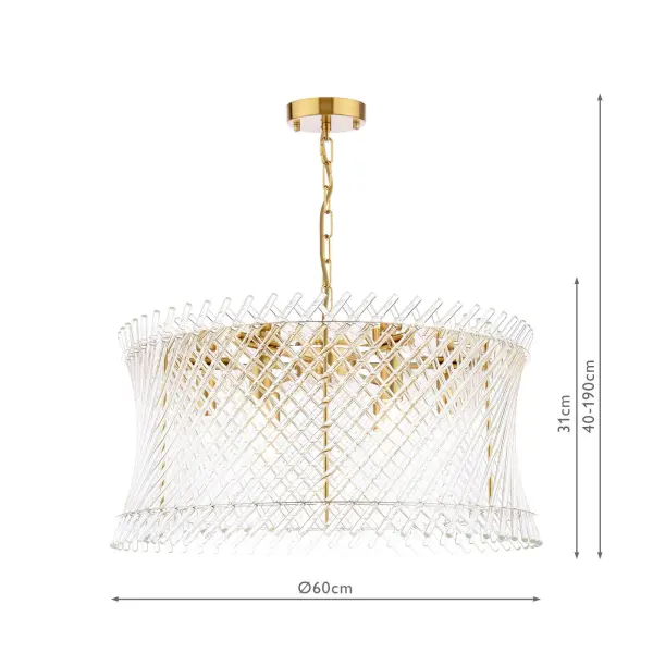 Loire 6 Light Natural Brass Pendant