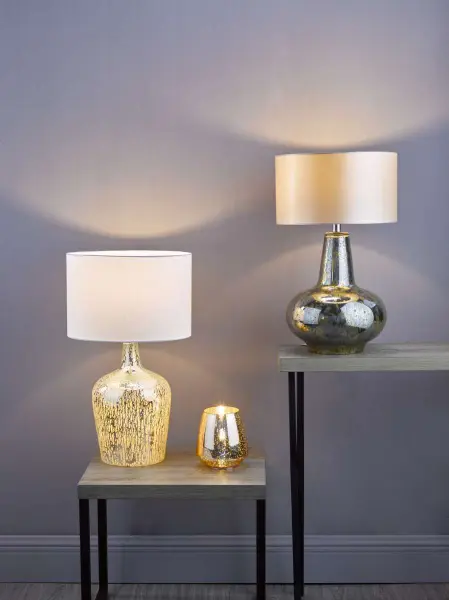 Lolek Table Lamp Silver Glass with Shade