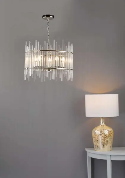 Lolek Table Lamp Silver Glass with Shade