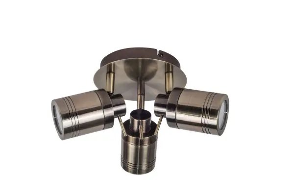 Luxo 3 Light Spotlight in Antique Brass