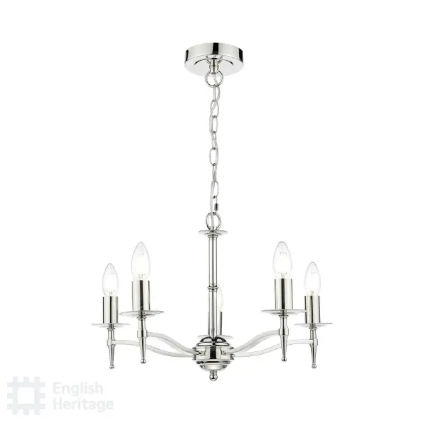 Marble Hill Polished Nickel 5 Light Pendant