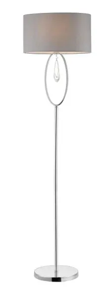 Markle Polished Chrome and Crystal Floor Lamp c/w Oval Shade