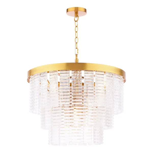Moesha 6 Light Natural Brass & Ribbed Glass Pendant
