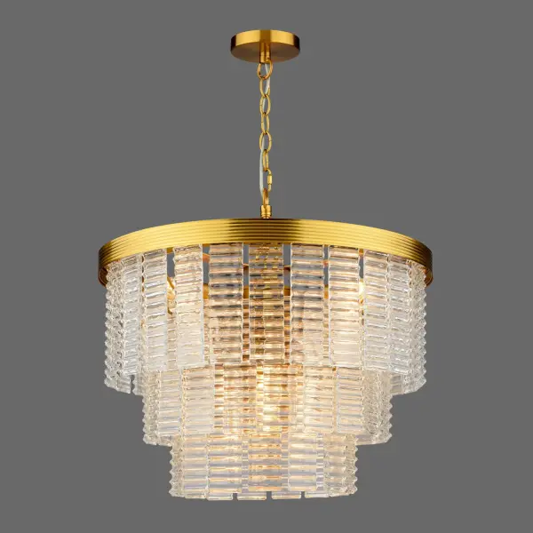 Moesha 6 Light Natural Brass & Ribbed Glass Pendant