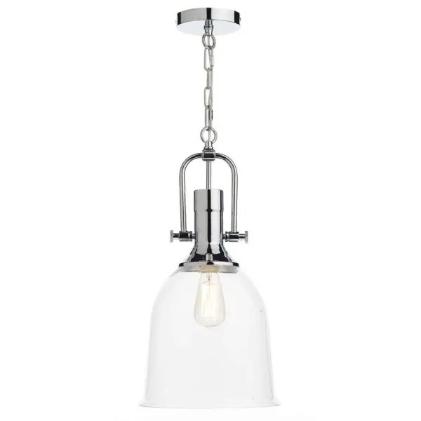 Nolan 1 Light Pendant Polished Chrome & Clear Glass