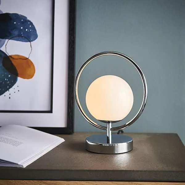 Orb Chrome Table Lamp with Opal Glass