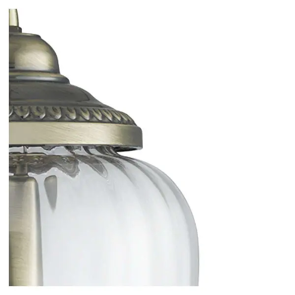 Pendant 1 Light Antique Brass Clear Ribbed Glass