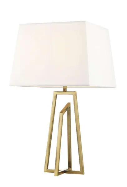 Plaza Antique Brass Table Lamp C/W Square Shade