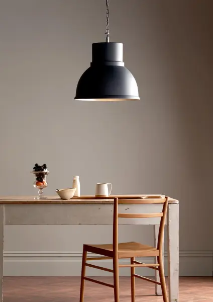 Shoreditch Large Smoke Blue & Brushed Chrome Pendant