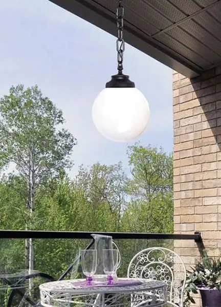 Sichem G250 E27 Black Hanging Outdoor Lantern with Opal Globe