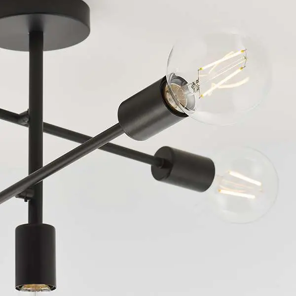 Studio 5 Light Semi Flush Fitting in Matt Black