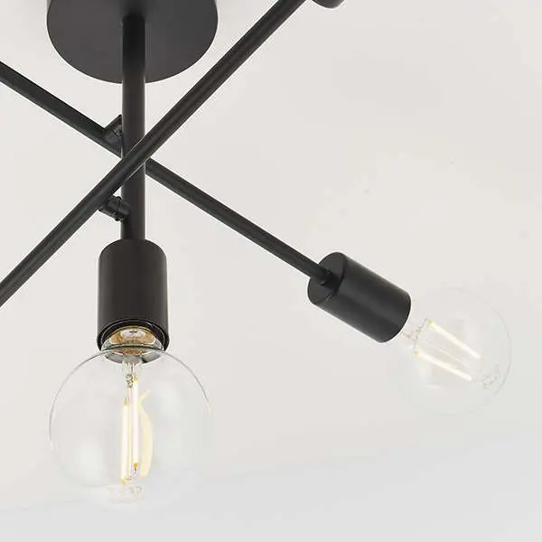 Studio 5 Light Semi Flush Fitting in Matt Black