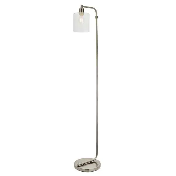 Toledo Brushed Nickel Floor Lamp with Clear Glass Head