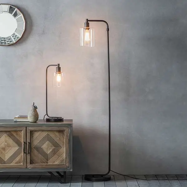 Toledo Matt Black Table Lamp with Clear Glass Head