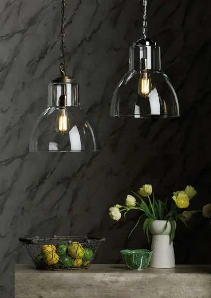 Upton Large 1 Light Clear Glass Pendant