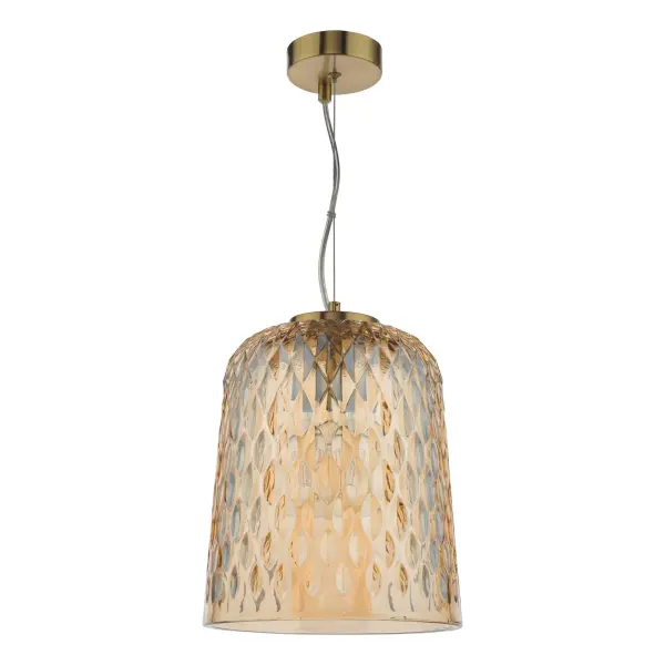 Varius Brass & Amber Glass Single Pendant