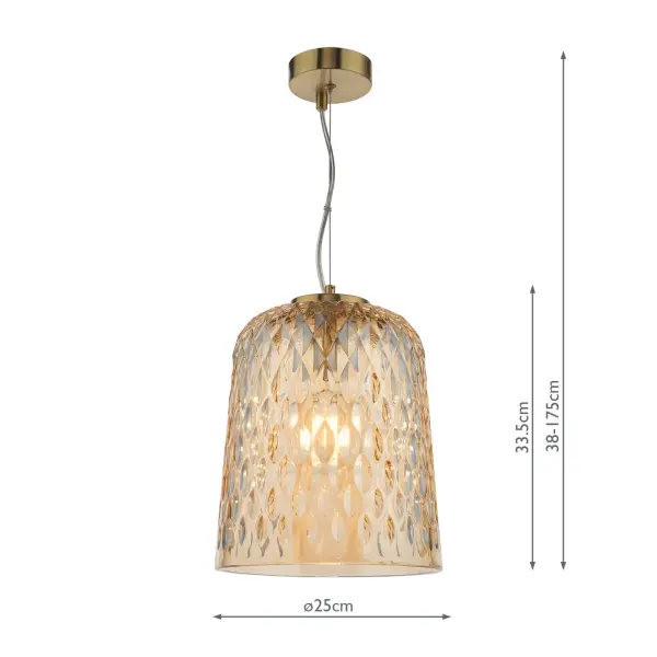 Varius Brass & Amber Glass Single Pendant