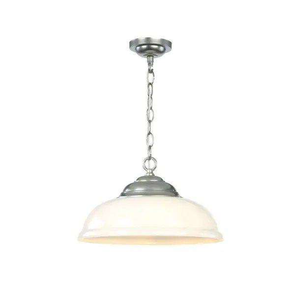 WEBSTER 1 light pendant white glass with chrome